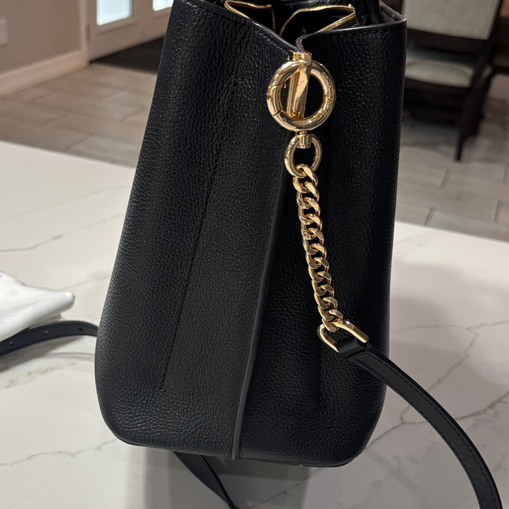 Michael Kors Black Leather Satchel with Gold Hardware - Picture 6 of 17